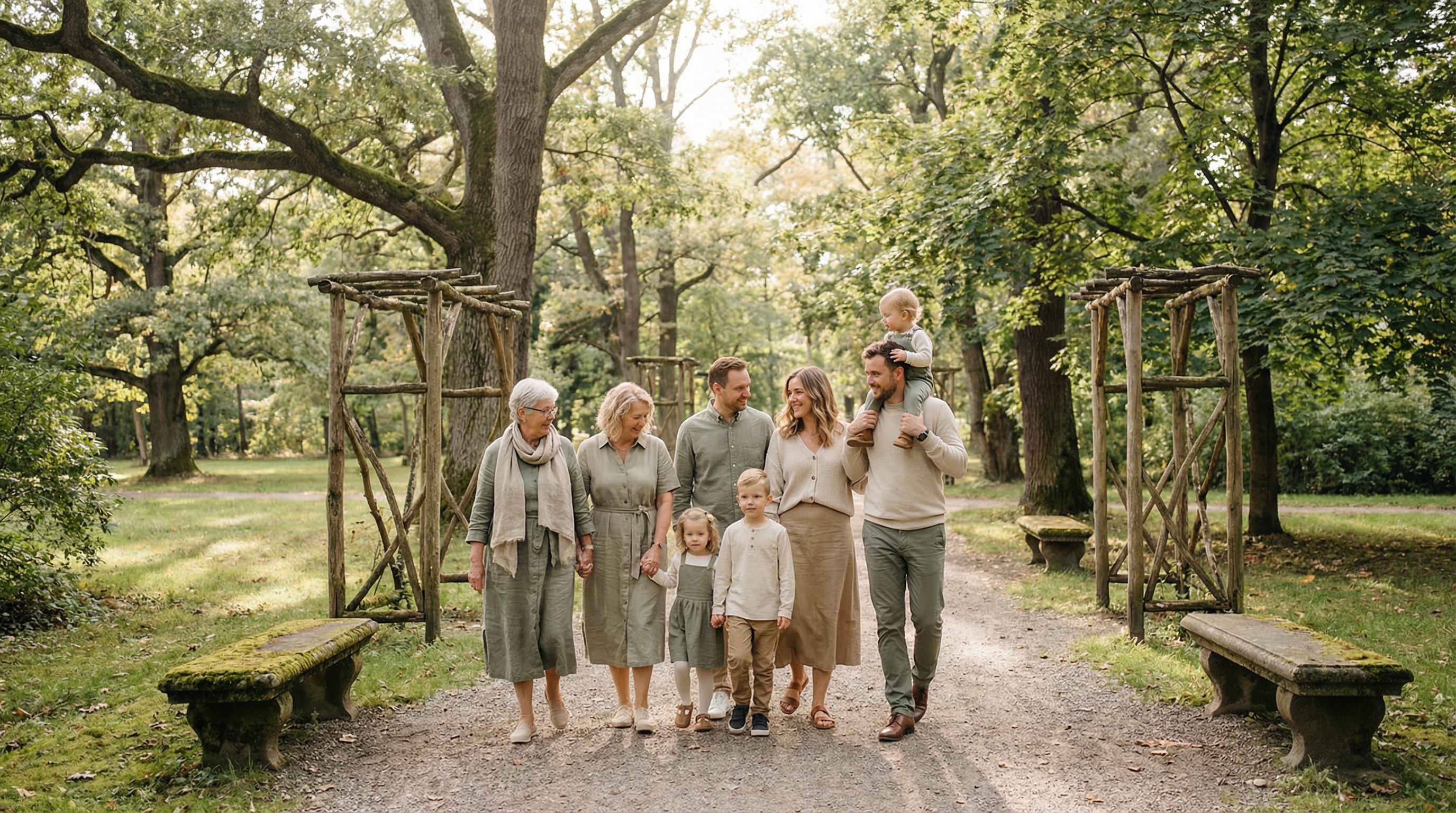 Multigenerational diverse family walking together in a park